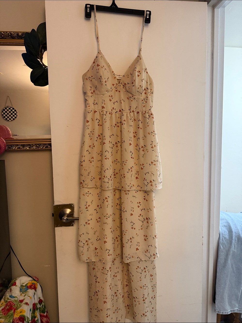 Floral Tiered Maxi Dress in Cream